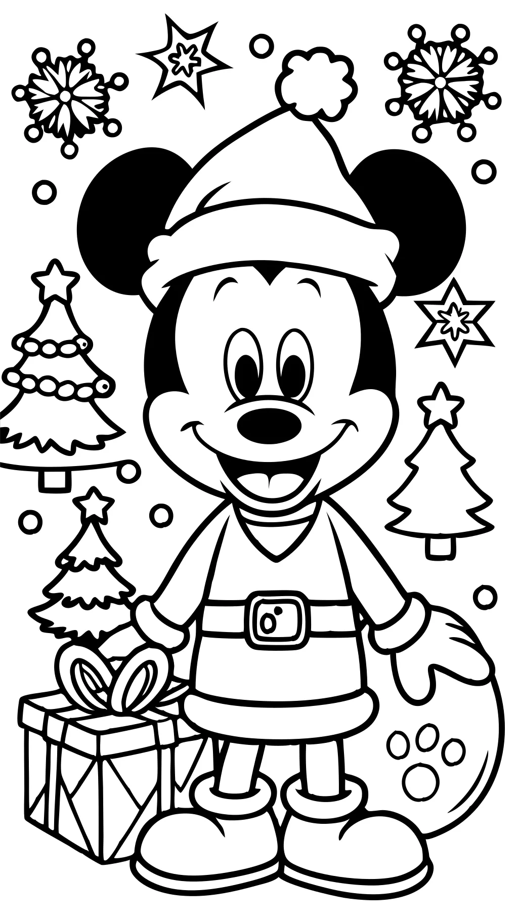 Página para colorear de mickey de Navidad